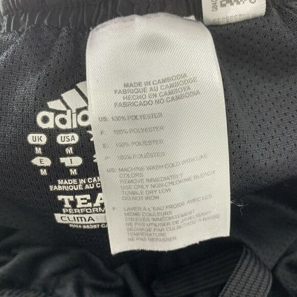Adidas Black Track Pants Mens Size Medium Classic Swooshy Leg Zip Venting Active - Picture 7 of 7